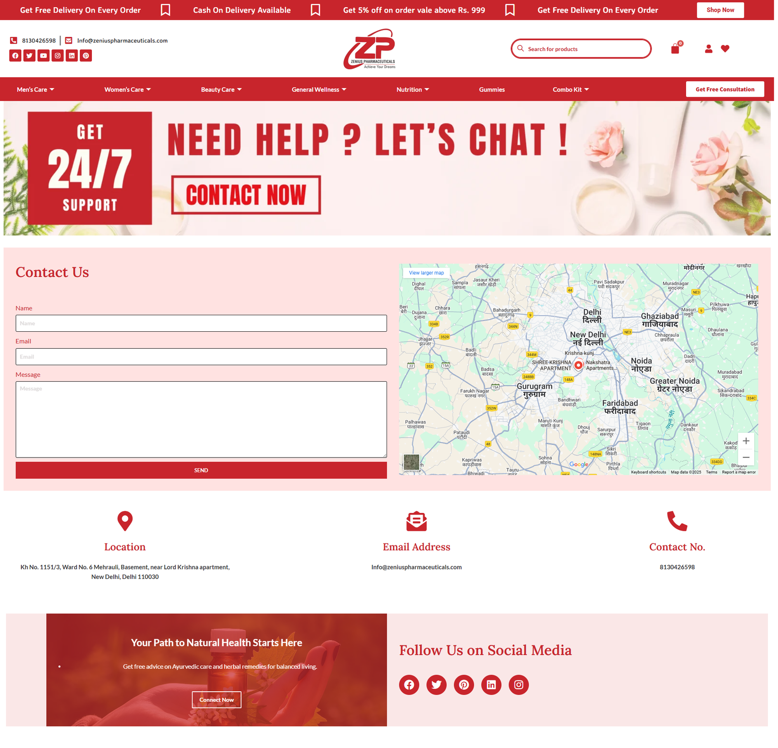 Zeniuspharmaceuticals.com – Contact Us Page – 1